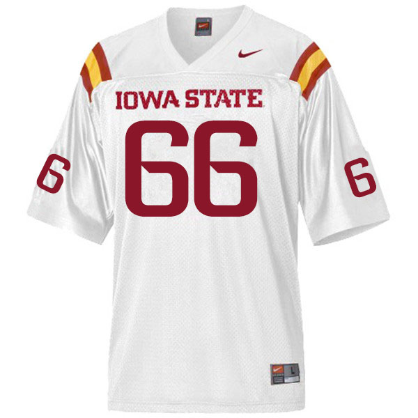 Men #66 Tyler Miller Iowa State Cyclones College Football Jerseys Sale-White - Click Image to Close